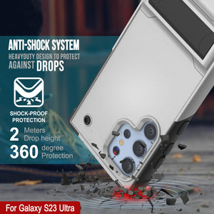 Coque Punkcase Galaxy S23 Ultra [Série Reliance] Protection hybride de qualité militaire avec béquille intégrée [Blanc-Noir]