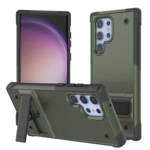 Coque Punkcase Galaxy S23 Ultra [Série Reliance] Housse hybride de protection de qualité militaire avec béquille intégrée [Vert-armée-noir]