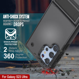 Étui Punkcase Galaxy S23 Ultra [Série Reliance] Coque hybride de protection de qualité militaire avec support intégré [Gris-Noir]