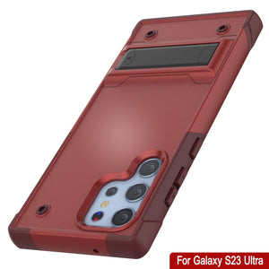 Étui pour Galaxy S23 Ultra Punkcase [Série Reliance] Coque hybride de protection de qualité militaire avec béquille intégrée [Rouge-rose]