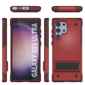 Étui pour Galaxy S23 Ultra Punkcase [Série Reliance] Coque hybride de protection de qualité militaire avec béquille intégrée [Rouge-rose]