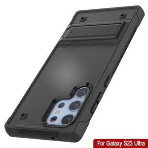 Coque Punkcase Galaxy S23 Ultra [Série Reliance] Étui de protection hybride de qualité militaire avec béquille intégrée [Noir]