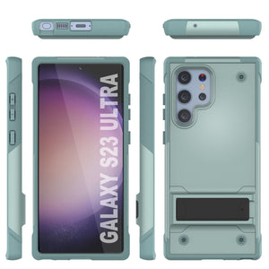 Coque Punkcase Galaxy S23 Ultra [Série Reliance] Étui hybride de protection de qualité militaire avec béquille intégrée [Vert]