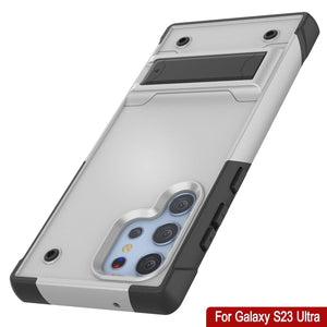 Coque Punkcase Galaxy S23 Ultra [Série Reliance] Protection hybride de qualité militaire avec béquille intégrée [Blanc-Noir]