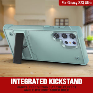 Coque Punkcase Galaxy S23 Ultra [Série Reliance] Étui hybride de protection de qualité militaire avec béquille intégrée [Vert]