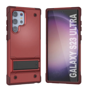 Étui pour Galaxy S23 Ultra Punkcase [Série Reliance] Coque hybride de protection de qualité militaire avec béquille intégrée [Rouge-rose]