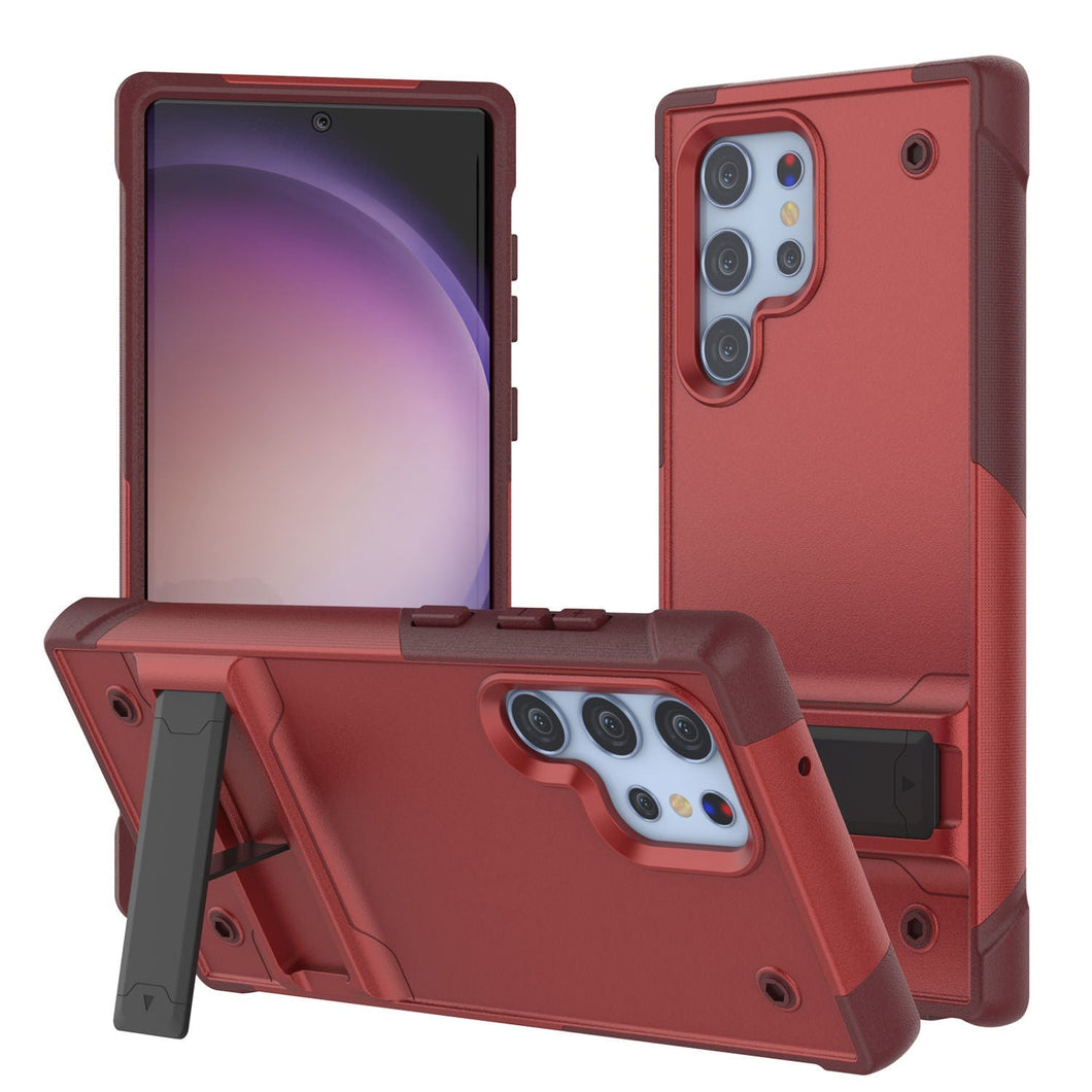 Étui pour Galaxy S23 Ultra Punkcase [Série Reliance] Coque hybride de protection de qualité militaire avec béquille intégrée [Rouge-rose]