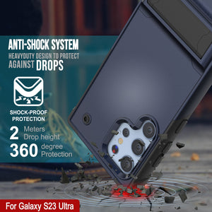 Coque Punkcase Galaxy S23 Ultra [Série Reliance] Coque de protection hybride de qualité militaire avec support intégré [Bleu marine et noir]