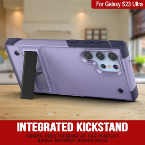 Coque Punkcase pour Galaxy S23 Ultra [Série Reliance] Étui de protection hybride de qualité militaire avec béquille intégrée [Violet-Marine]