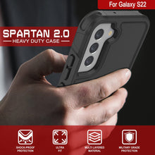 Charger l&#39;image dans la galerie, PunkCase Galaxy S22 Case, [Spartan 2.0 Series] Clear Rugged Heavy Duty Cover [Black] 
