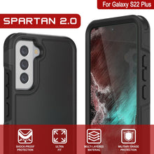 Charger l&#39;image dans la galerie, PunkCase Galaxy S22+ Plus Case, [Spartan 2.0 Series] Clear Rugged Heavy Duty Cover [Black] 
