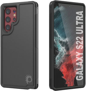 PunkCase Galaxy S22 Ultra Case, [Spartan 2.0 Series] Clear Rugged Heavy Duty Cover [Black] (Color in image: Black)