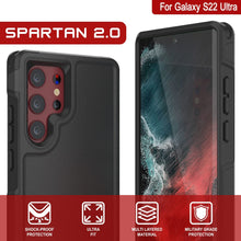 Charger l&#39;image dans la galerie, PunkCase Galaxy S22 Ultra Case, [Spartan 2.0 Series] Clear Rugged Heavy Duty Cover [Black] 
