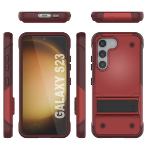 Coque Punkcase Galaxy S23 [Série Reliance] Coque hybride de protection de qualité militaire avec béquille intégrée [Rouge-Rose]