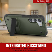 Charger l&#39;image dans la galerie, Coque Punkcase Galaxy S23 [Série Reliance] Étui de protection hybride de qualité militaire avec béquille intégrée [Vert armée-noir]
