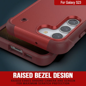 Coque Punkcase Galaxy S23 [Série Reliance] Coque hybride de protection de qualité militaire avec béquille intégrée [Rouge-Rose]