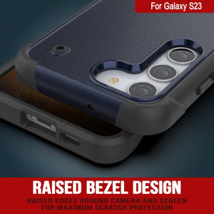 Punkcase Coque Galaxy S23 [Série Reliance] Housse Hybride de Protection de Qualité Militaire avec Support Intégré [Bleu Marine-Noir]