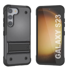 Charger l&#39;image dans la galerie, Étui Galaxy S23 Punkcase [Série Reliance] Coque hybride de protection de qualité militaire avec béquille intégrée [Gris-Noir]
