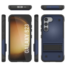 Charger l&#39;image dans la galerie, Punkcase Coque Galaxy S23 [Série Reliance] Housse Hybride de Protection de Qualité Militaire avec Support Intégré [Bleu Marine-Noir]

