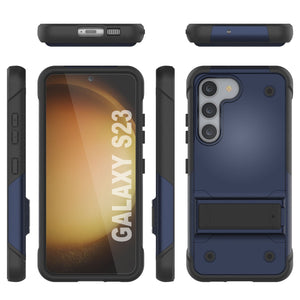 Punkcase Coque Galaxy S23 [Série Reliance] Housse Hybride de Protection de Qualité Militaire avec Support Intégré [Bleu Marine-Noir]