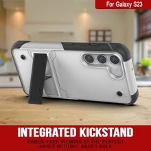 Charger l&#39;image dans la galerie, Étui Punkcase Galaxy S23 [Série Reliance] Coque de protection hybride de qualité militaire avec béquille intégrée [blanc-noir]
