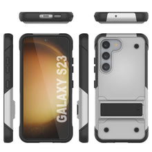 Charger l&#39;image dans la galerie, Étui Punkcase Galaxy S23 [Série Reliance] Coque de protection hybride de qualité militaire avec béquille intégrée [blanc-noir]
