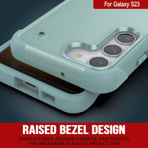 Coque Punkcase Galaxy S23 [Série Reliance] Étui hybride de protection de qualité militaire avec béquille intégrée [Vert]