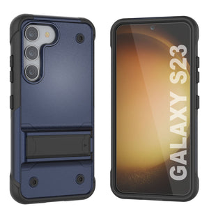 Punkcase Coque Galaxy S23 [Série Reliance] Housse Hybride de Protection de Qualité Militaire avec Support Intégré [Bleu Marine-Noir]
