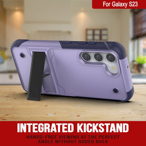 Coque Punkcase pour Galaxy S23 [Série Reliance] Coque hybride militaire protectrice de qualité supérieure avec support intégré [Violet-Marine]