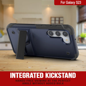 Punkcase Coque Galaxy S23 [Série Reliance] Housse Hybride de Protection de Qualité Militaire avec Support Intégré [Bleu Marine-Noir]
