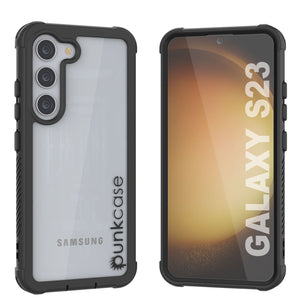 Coque PunkCase Galaxy S23, Série Spartan, Transparente, Robuste et Résistante, Couleur Noire.