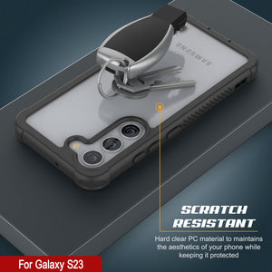 Coque PunkCase Galaxy S23, Série Spartan, Transparente, Robuste et Résistante, Couleur Noire.
