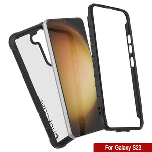 Coque PunkCase Galaxy S23, Série Spartan, Transparente, Robuste et Résistante, Couleur Noire.