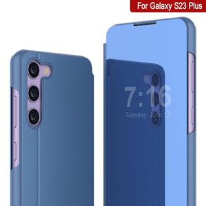 Boîtier réflecteur de protection Punkcase Galaxy S23+ Plus, étui à rabat [bleu]