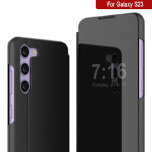 Charger l&#39;image dans la galerie, Punkcase Étui Réflecteur Protecteur pour Galaxy S23 avec Rabat [Noir]
