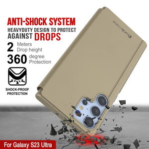 Coque de réflexion de protection Punkcase pour Galaxy S23 Ultra Flip Cover [Or]