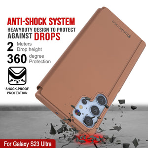 Étui Punkcase Galaxy S23 Ultra Reflecteur Coque de protection à rabat [Rose]