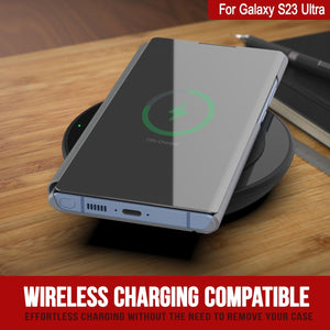 Punkcase Coque Réflective de Protection avec Rabat pour Galaxy S23 Ultra [Argent]