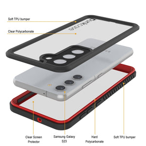 Coque protectrice mince [Série Extrême] pour Galaxy S23, anti-eau/ choc/ neige [Rouge].