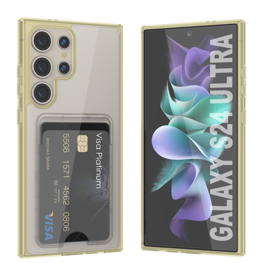 Galaxy S24 Ultra Card Holder Case [Crystal CardsLot Series] [Slim Fit] [Yellow]