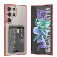 Load image into Gallery viewer, Galaxy S24 Ultra Card Holder Case [Crystal CardsLot Series] [Slim Fit] [Red]
