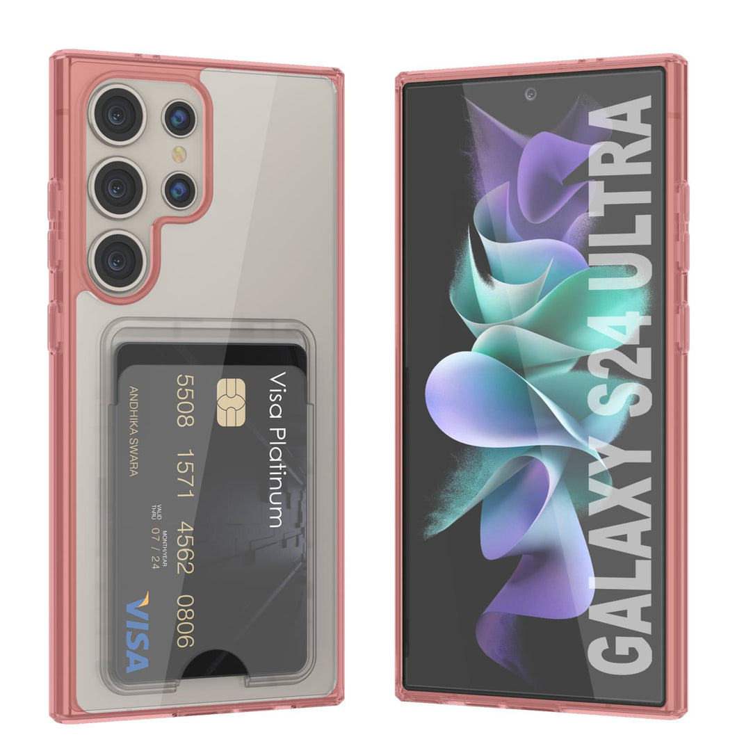 Galaxy S24 Ultra Card Holder Case [Crystal CardsLot Series] [Slim Fit] [Red]