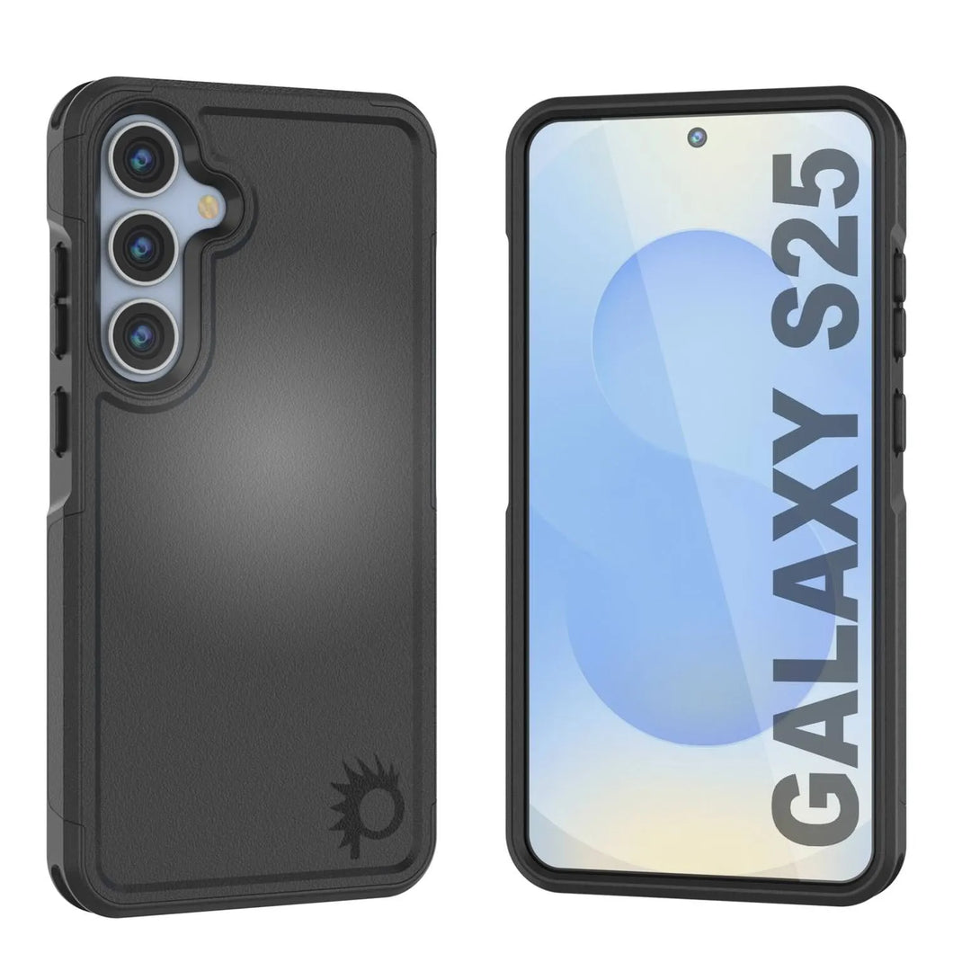 Coque PunkCase pour Galaxy S25, [Série Spartan 2.0] Coque robuste et transparente [Noir]