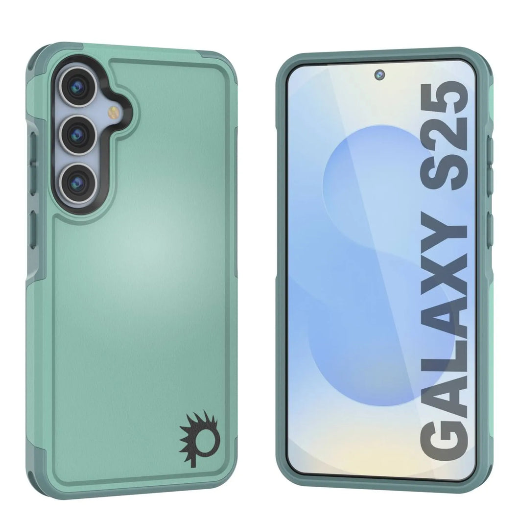 Coque PunkCase pour Galaxy S25, [Série Spartan 2.0] Coque robuste et transparente [Bleu sarcelle]