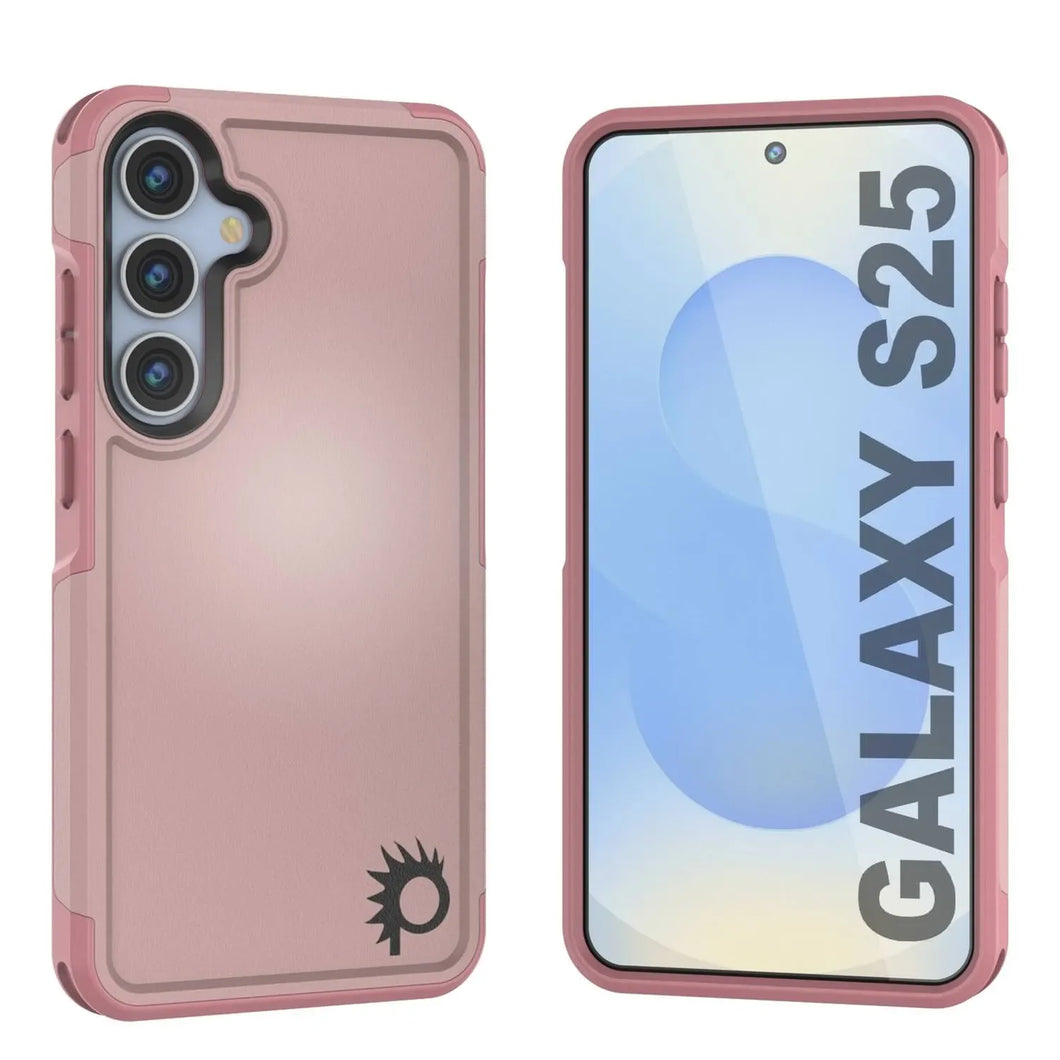 Coque PunkCase pour Galaxy S25, [Série Spartan 2.0] Coque transparente robuste et résistante [Rose]