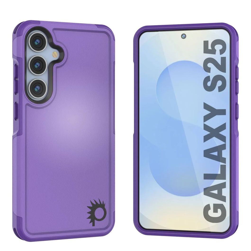 Coque PunkCase pour Galaxy S25, [Série Spartan 2.0] Coque robuste et transparente [Violet]