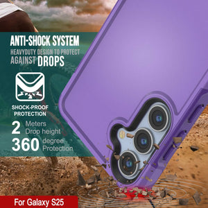 Coque PunkCase pour Galaxy S25, [Série Spartan 2.0] Coque robuste et transparente [Violet]