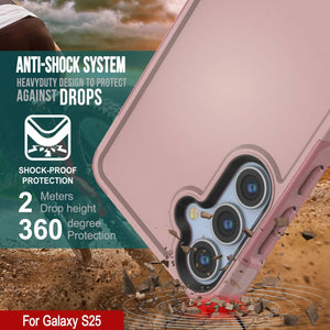 Coque PunkCase pour Galaxy S25, [Série Spartan 2.0] Coque transparente robuste et résistante [Rose]