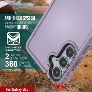 Coque PunkCase pour Galaxy S25, [Série Spartan 2.0] Coque robuste et transparente [Lilas]