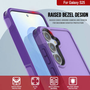 Coque PunkCase pour Galaxy S25, [Série Spartan 2.0] Coque robuste et transparente [Violet]